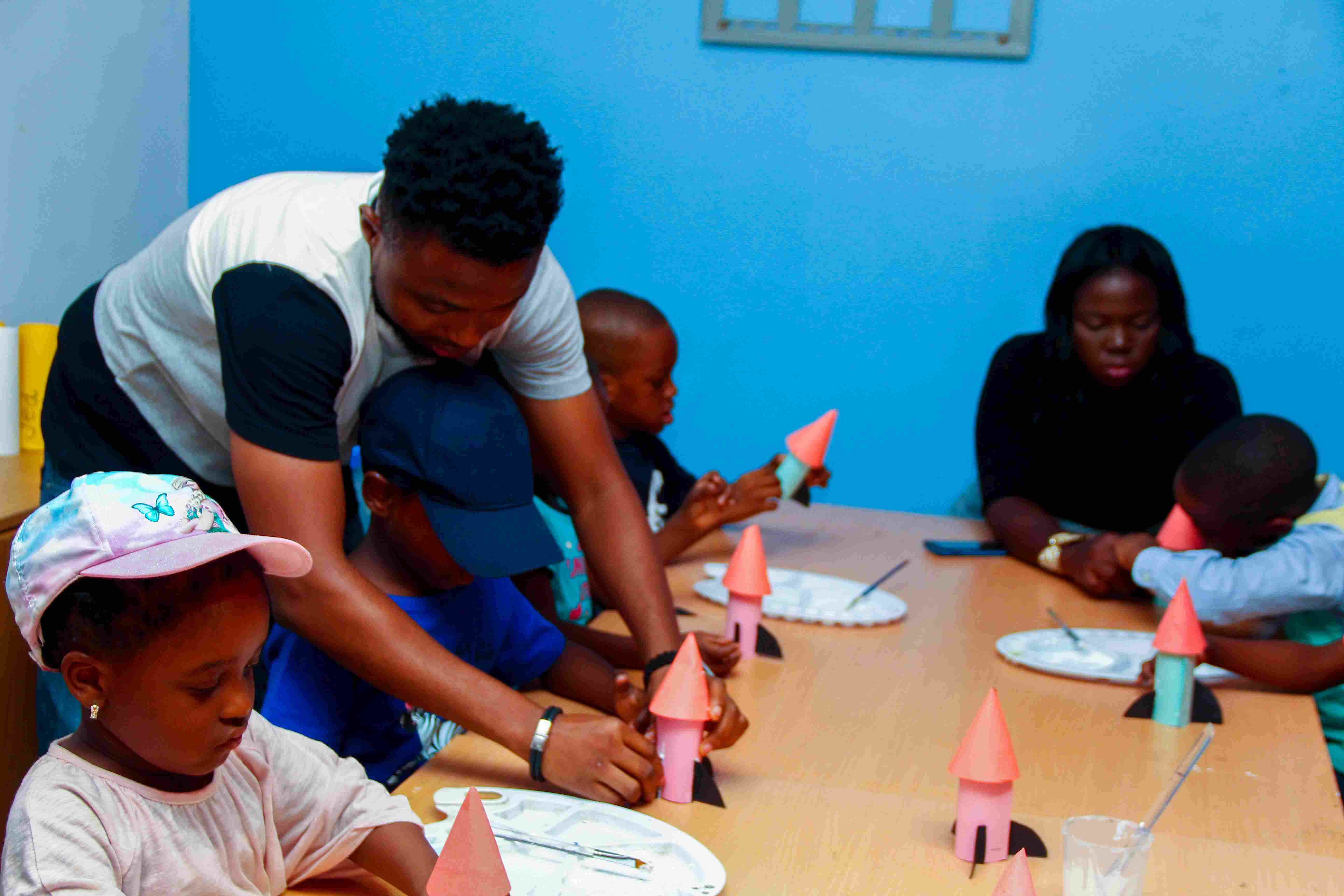 Happy family at museum